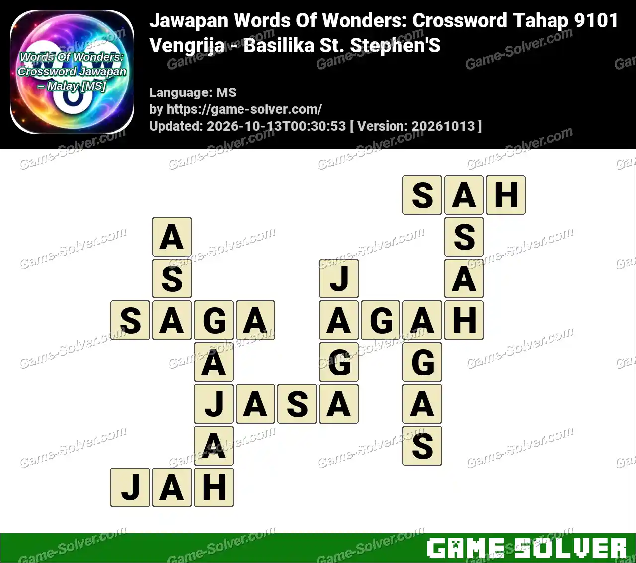 Jawapan Words Of Wonders: Crossword Tahap 9101 – Vengrija – Basilika St. Stephen’S